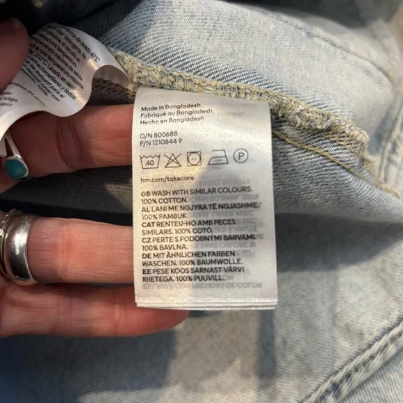H&M small Utility Light Blue Denim Jacket Cargo - Picture 10 of 10
